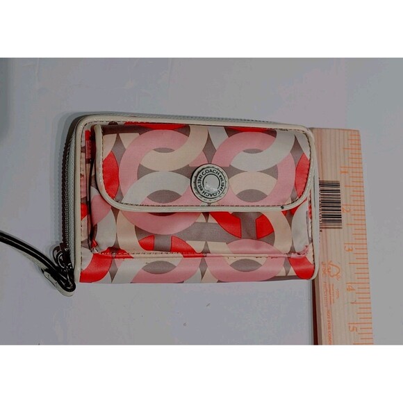 Coach Women's Poppy ikat Multicolor Zip Around Wallet Wristlet - Picture 5 of 12